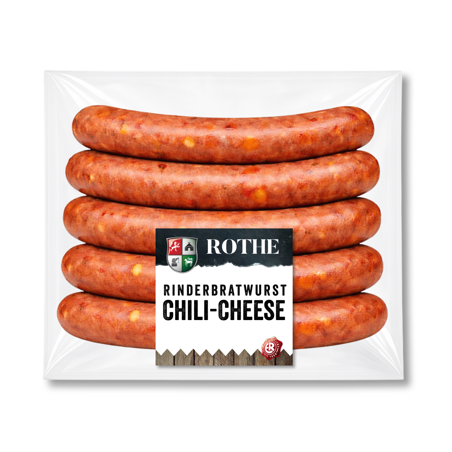 Rinder Bratwurst mit Chili-Cheese