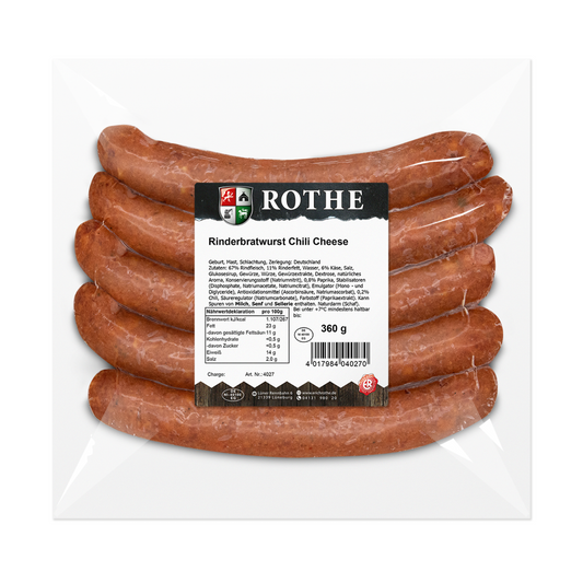 Rinderbratwurst mit Chili-Cheese