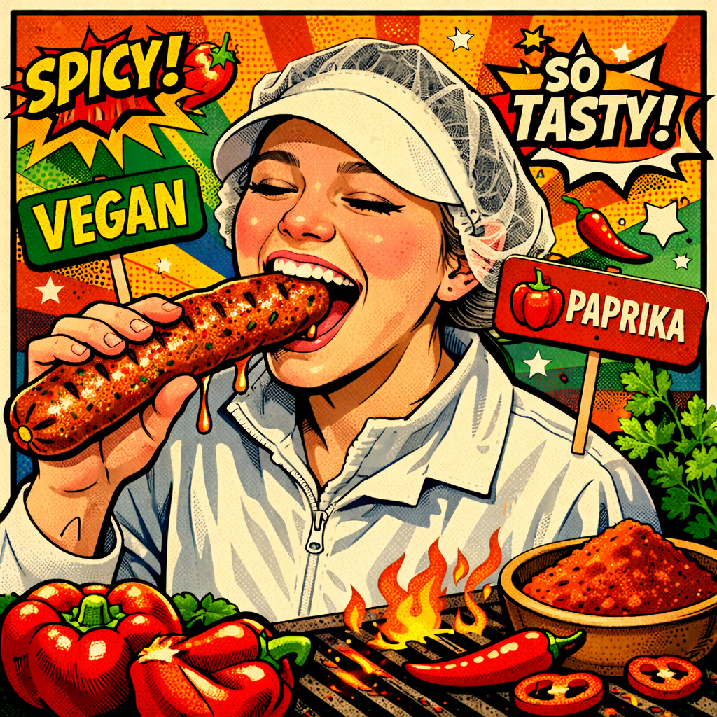 Vegane Bratwurst mit Paprika